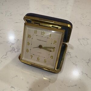 Vintage Phinney Walker Travel Alarm Clock Blue Case Germany NOT WORKING